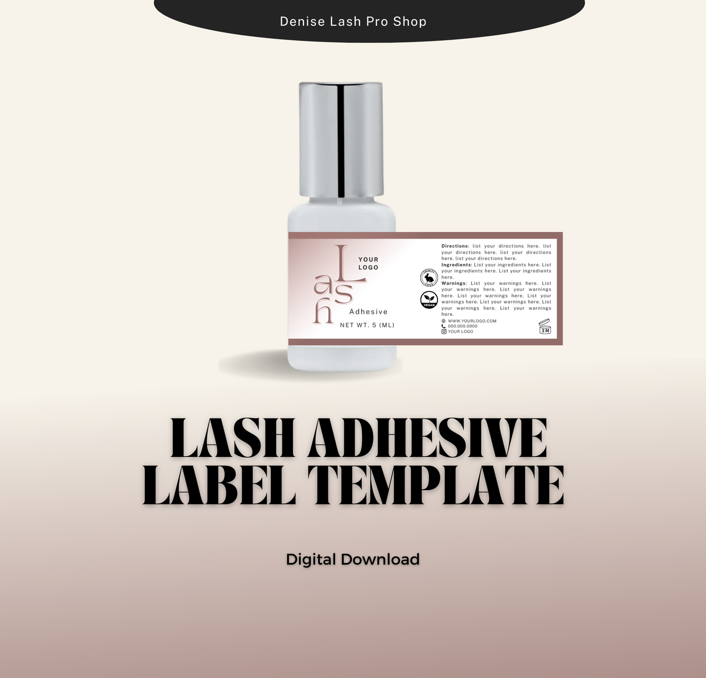 Lash Adhesive Label Template