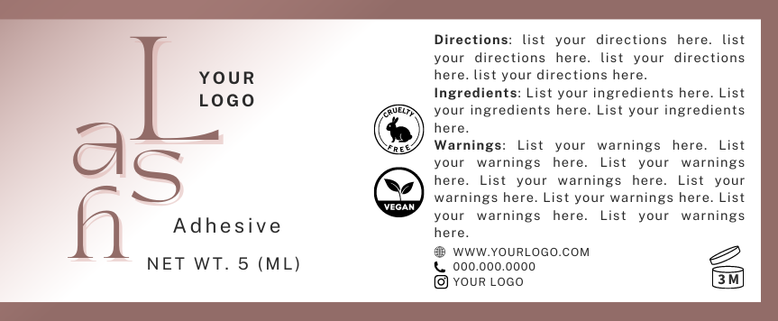 Lash Adhesive Label Template